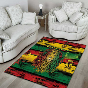 Personalised Rastafarian Lion Area Rug Cannabis Leaf Pattern