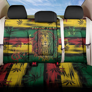 Personalised Rastafarian Lion Back Car Seat Cover Cannabis Leaf Pattern