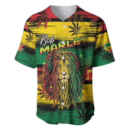 Personalised Rastafarian Lion Baseball Jersey Cannabis Leaf Pattern