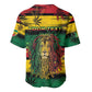 Personalised Rastafarian Lion Baseball Jersey Cannabis Leaf Pattern