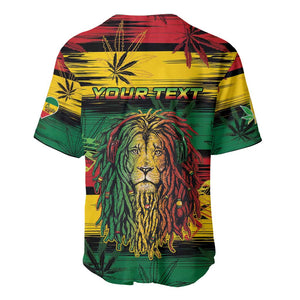 Personalised Rastafarian Lion Baseball Jersey Cannabis Leaf Pattern