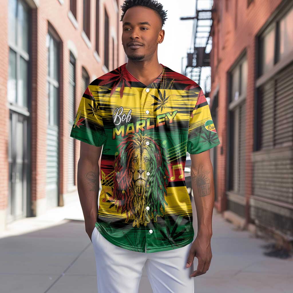 Personalised Rastafarian Lion Baseball Jersey Cannabis Leaf Pattern