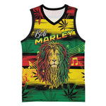 Personalised Rastafarian Lion Basketball Jersey Cannabis Leaf Pattern LT15