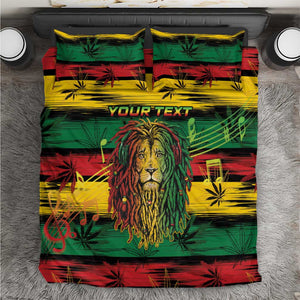 Personalised Rastafarian Lion Bedding Set Cannabis Leaf Pattern