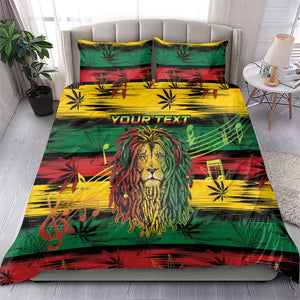 Personalised Rastafarian Lion Bedding Set Cannabis Leaf Pattern