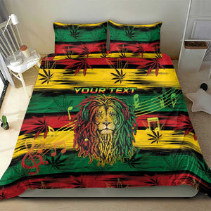 Personalised Rastafarian Lion Bedding Set Cannabis Leaf Pattern