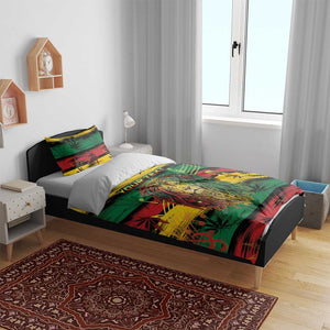 Personalised Rastafarian Lion Bedding Set Cannabis Leaf Pattern