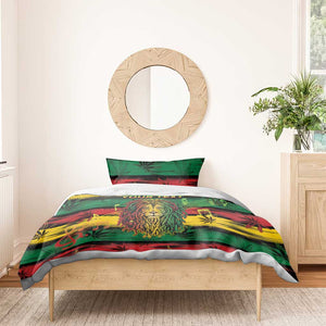 Personalised Rastafarian Lion Bedding Set Cannabis Leaf Pattern