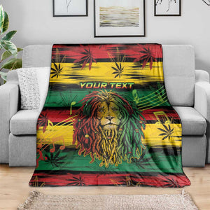 Personalised Rastafarian Lion Blanket Cannabis Leaf Pattern