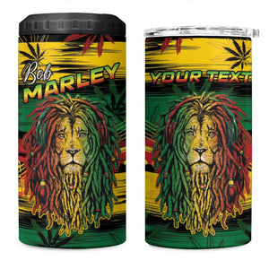 Personalised Rastafarian Lion 4 in 1 Can Cooler Tumbler Cannabis Leaf Pattern