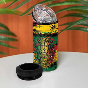 Personalised Rastafarian Lion 4 in 1 Can Cooler Tumbler Cannabis Leaf Pattern