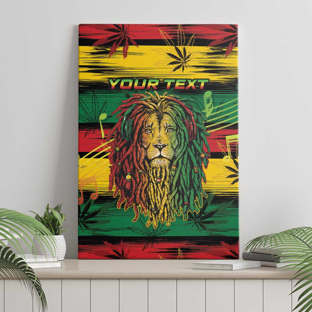 Personalised Rastafarian Lion Canvas Wall Art Cannabis Leaf Pattern