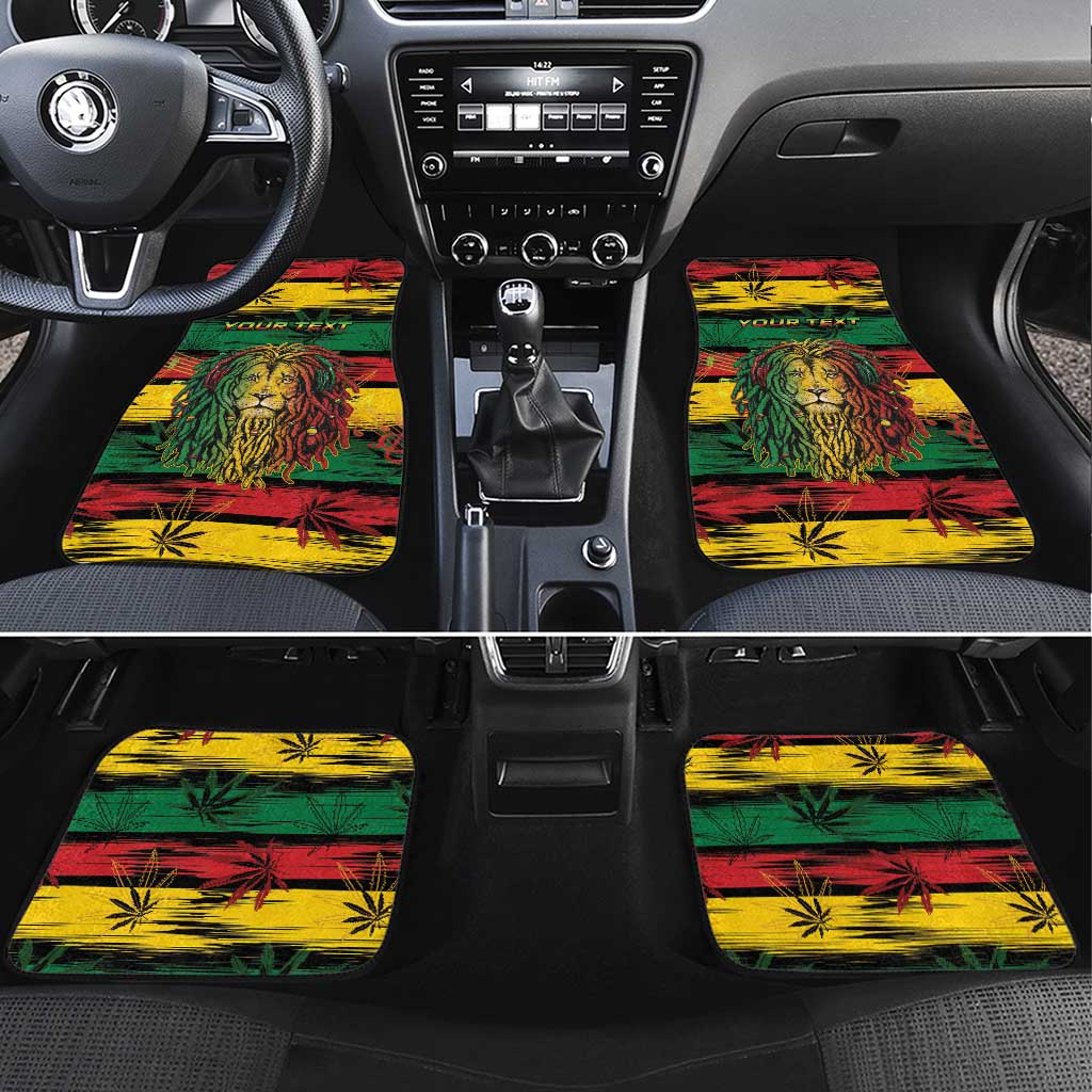 Personalised Rastafarian Lion Car Mats Cannabis Leaf Pattern