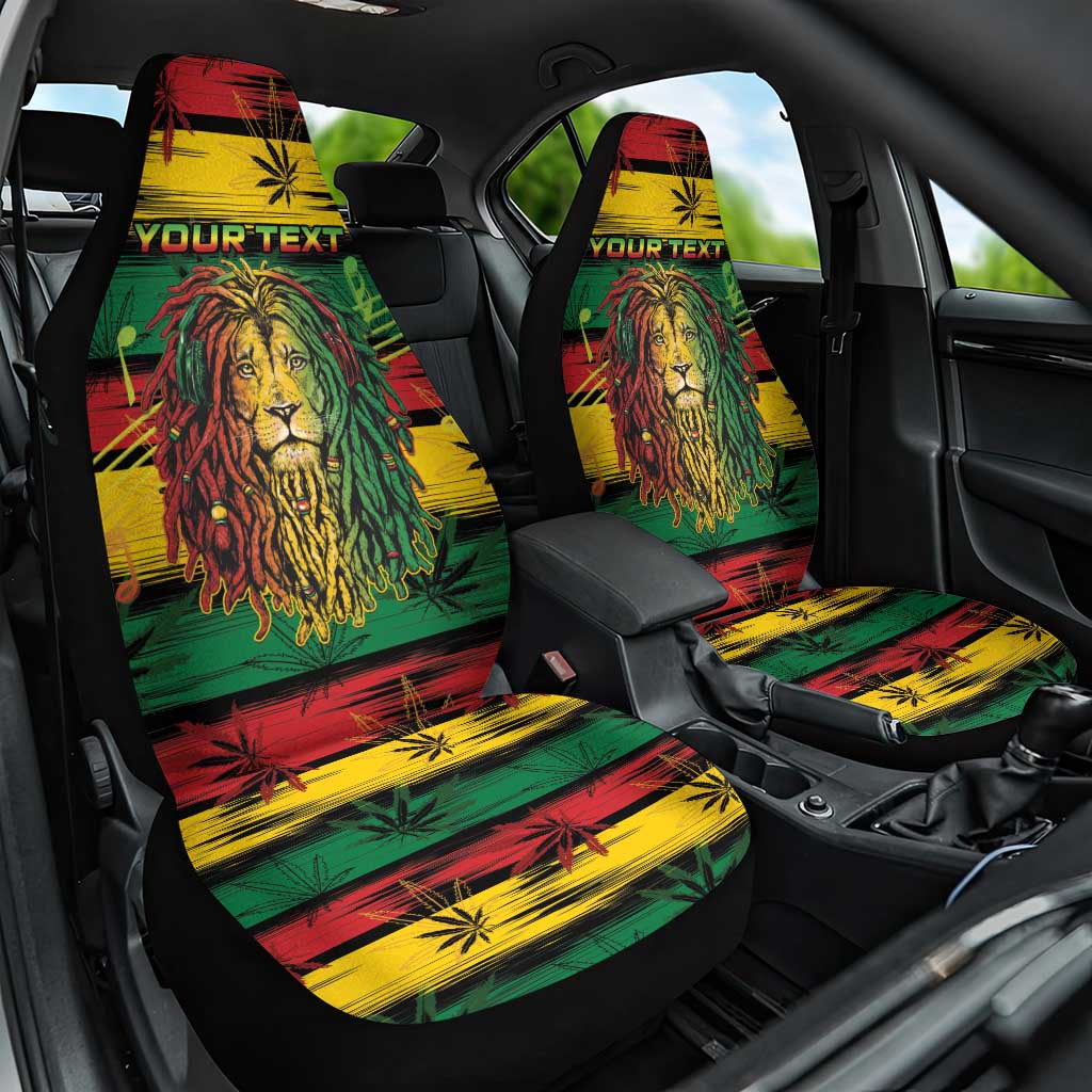 Personalised Rastafarian Lion Car Seat Cover Cannabis Leaf Pattern