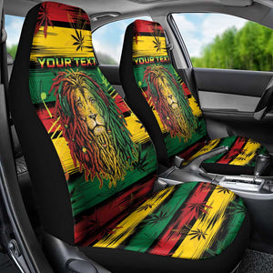 Personalised Rastafarian Lion Car Seat Cover Cannabis Leaf Pattern