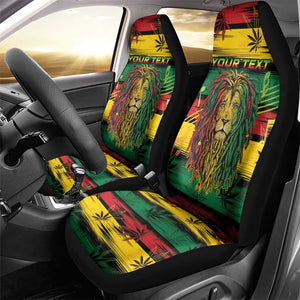 Personalised Rastafarian Lion Car Seat Cover Cannabis Leaf Pattern