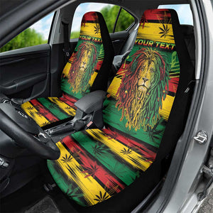 Personalised Rastafarian Lion Car Seat Cover Cannabis Leaf Pattern