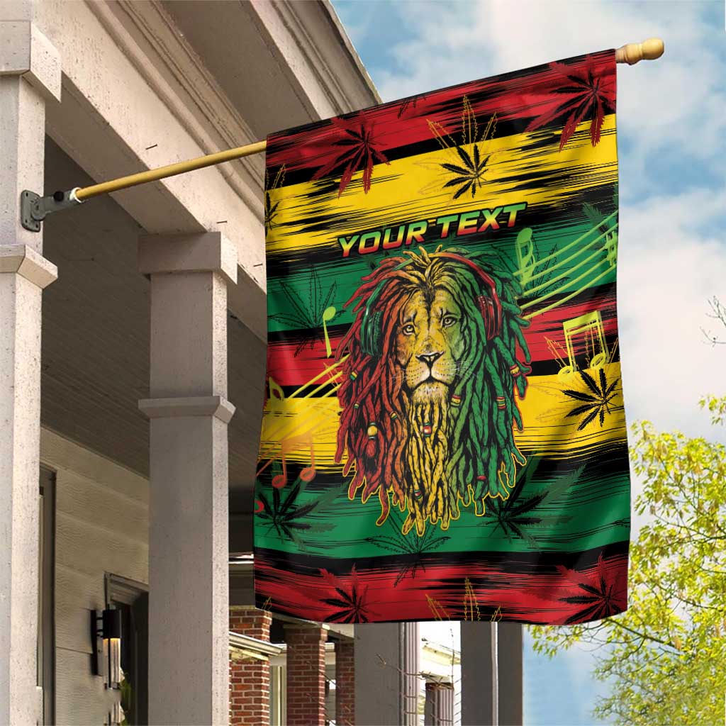 Personalised Rastafarian Lion Garden Flag Cannabis Leaf Pattern