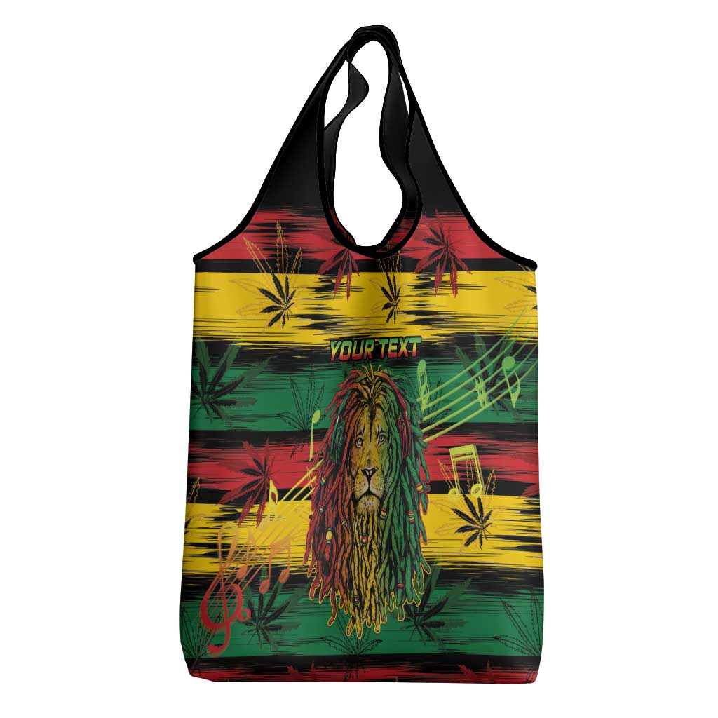 Personalised Rastafarian Lion Grocery Bag Cannabis Leaf Pattern