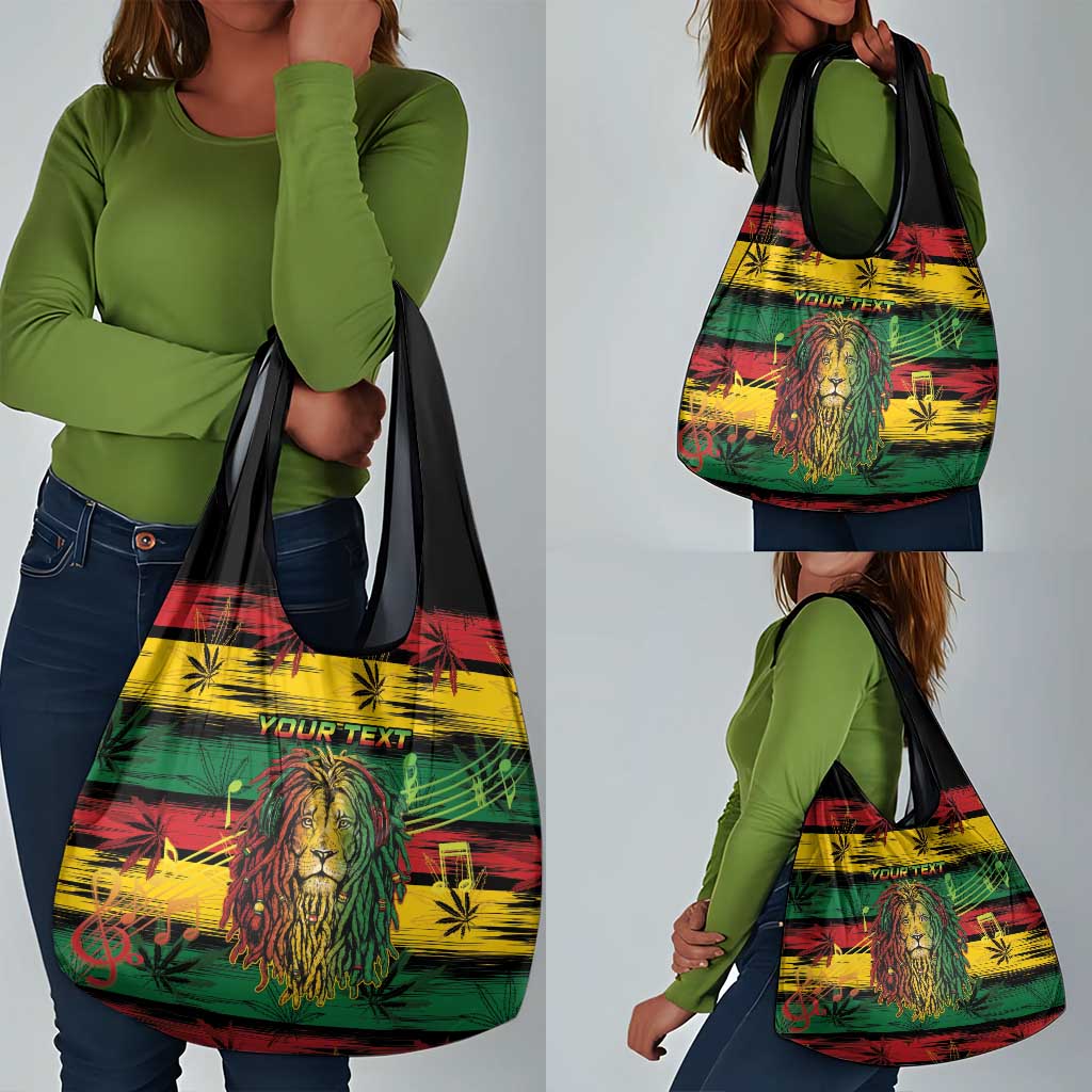 Personalised Rastafarian Lion Grocery Bag Cannabis Leaf Pattern
