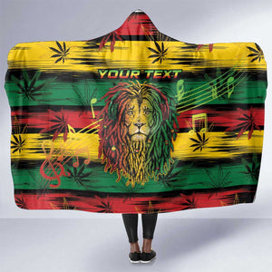 Personalised Rastafarian Lion Hooded Blanket Cannabis Leaf Pattern