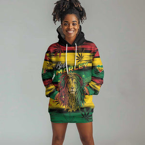 Personalised Rastafarian Lion Hoodie Dress Cannabis Leaf Pattern