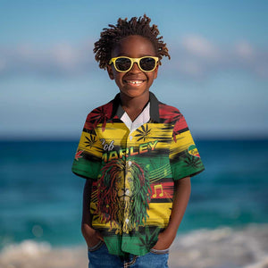 Personalised Rastafarian Lion Kid Hawaiian Shirt Cannabis Leaf Pattern