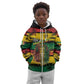 Personalised Rastafarian Lion Kid Hoodie Cannabis Leaf Pattern