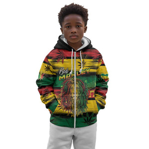 Personalised Rastafarian Lion Kid Hoodie Cannabis Leaf Pattern