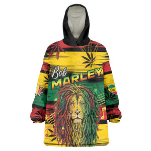 Personalised Rastafarian Lion Kid Wearable Blanket Hoodie Cannabis Leaf Pattern