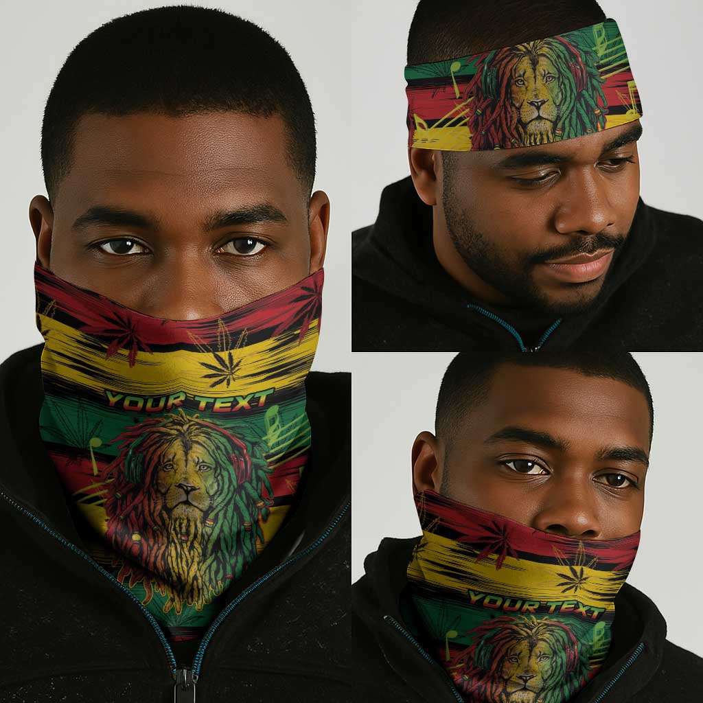 Personalised Rastafarian Lion Neck Gaiter Cannabis Leaf Pattern LT15
