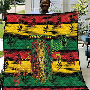 Personalised Rastafarian Lion Quilt Cannabis Leaf Pattern