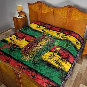 Personalised Rastafarian Lion Quilt Cannabis Leaf Pattern