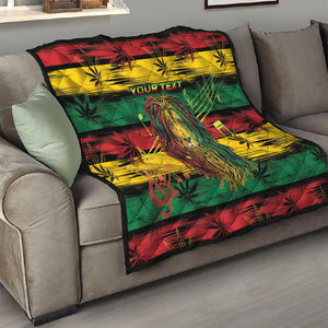 Personalised Rastafarian Lion Quilt Cannabis Leaf Pattern