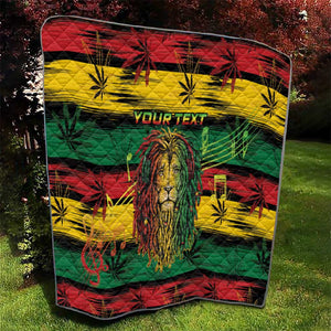 Personalised Rastafarian Lion Quilt Cannabis Leaf Pattern