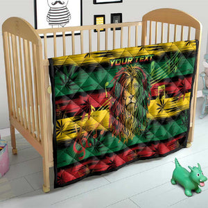 Personalised Rastafarian Lion Quilt Cannabis Leaf Pattern