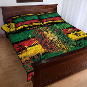 Personalised Rastafarian Lion Quilt Bed Set Cannabis Leaf Pattern