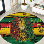 Personalised Rastafarian Lion Round Carpet Cannabis Leaf Pattern