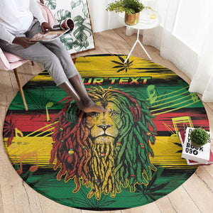 Personalised Rastafarian Lion Round Carpet Cannabis Leaf Pattern