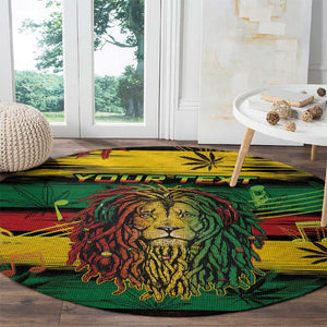 Personalised Rastafarian Lion Round Carpet Cannabis Leaf Pattern