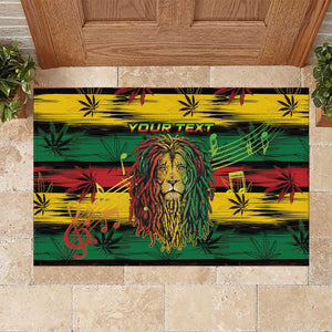 Personalised Rastafarian Lion Rubber Doormat Cannabis Leaf Pattern