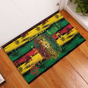 Personalised Rastafarian Lion Rubber Doormat Cannabis Leaf Pattern