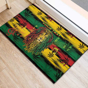 Personalised Rastafarian Lion Rubber Doormat Cannabis Leaf Pattern