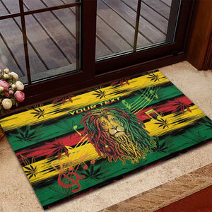 Personalised Rastafarian Lion Rubber Doormat Cannabis Leaf Pattern