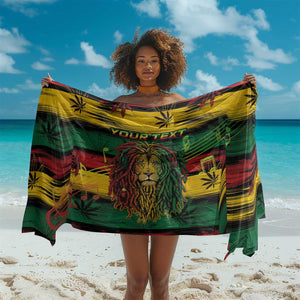 Personalised Rastafarian Lion Sarong Cannabis Leaf Pattern