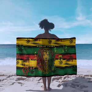 Personalised Rastafarian Lion Sarong Cannabis Leaf Pattern