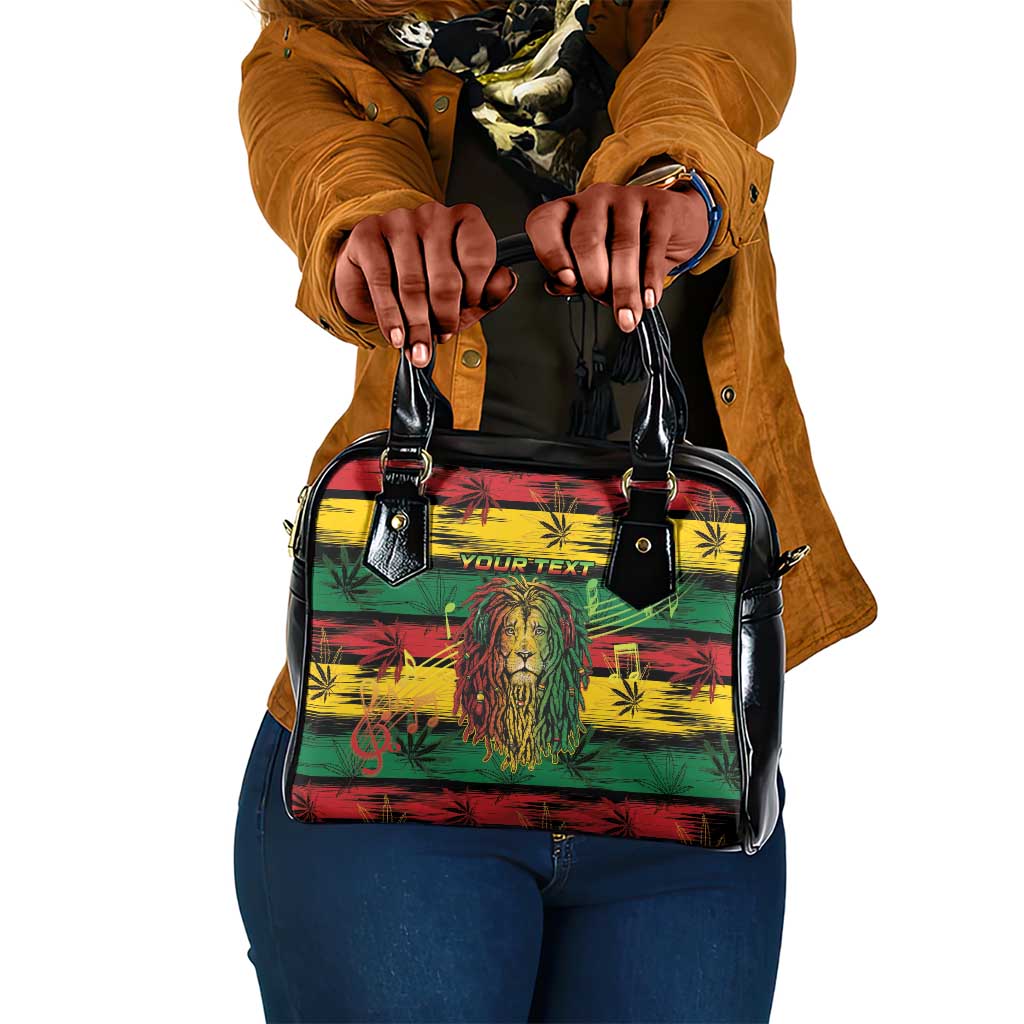 Personalised Rastafarian Lion Shoulder Handbag Cannabis Leaf Pattern