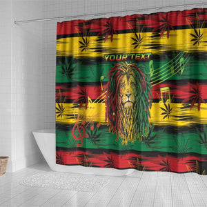 Personalised Rastafarian Lion Shower Curtain Cannabis Leaf Pattern