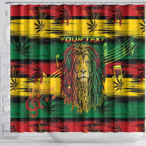 Personalised Rastafarian Lion Shower Curtain Cannabis Leaf Pattern