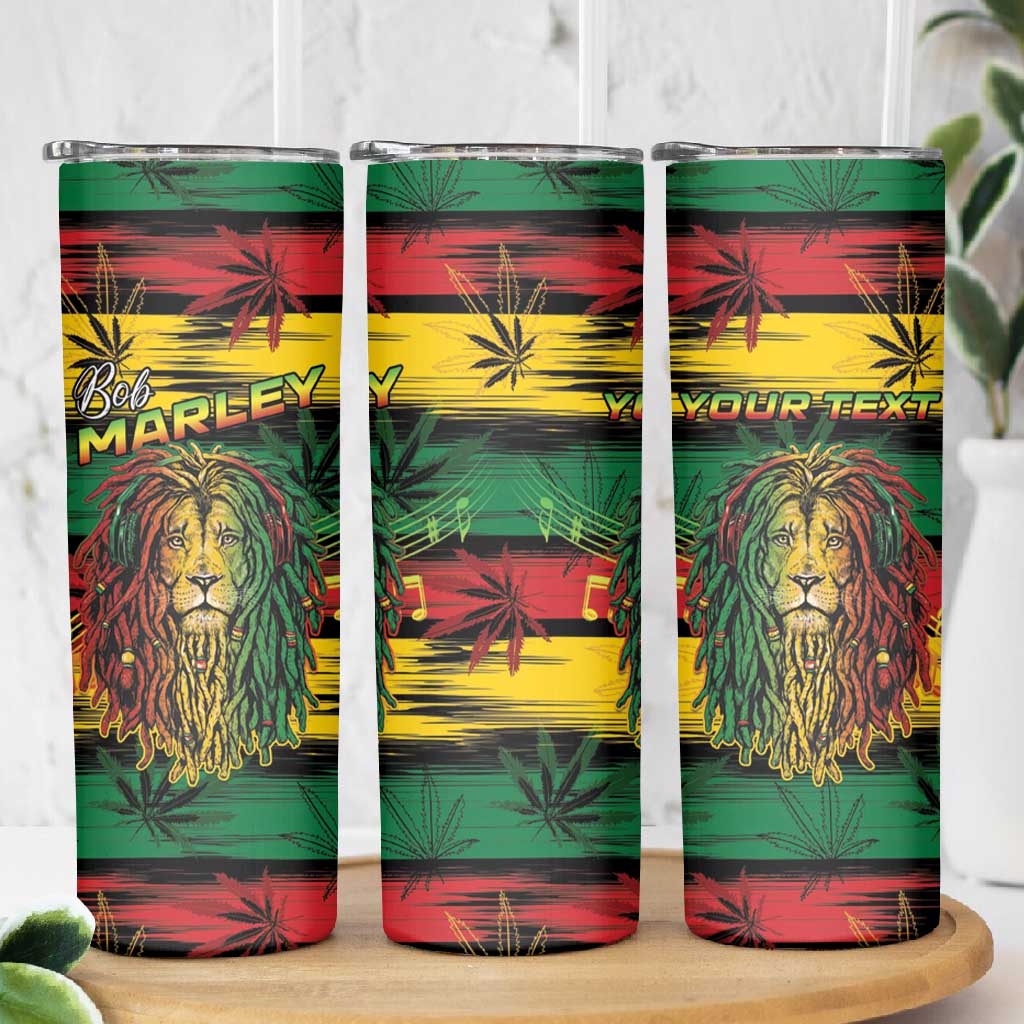 Personalised Rastafarian Lion Skinny Tumbler Cannabis Leaf Pattern